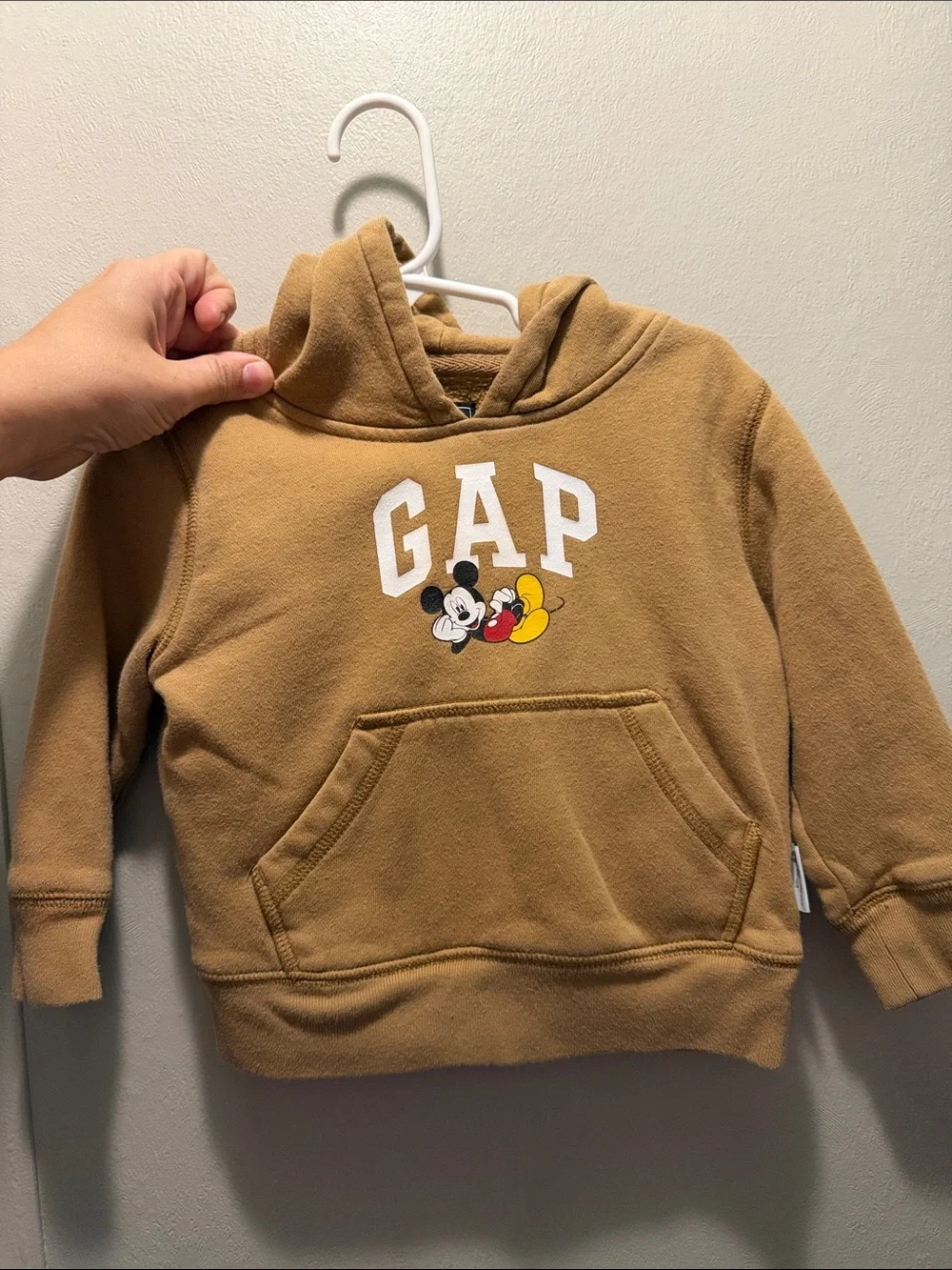 GAP x Disney Camel Hooded Sweatshirt with Mickey Mouse